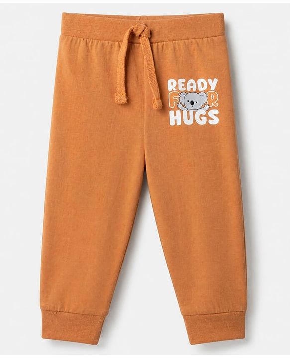 Babyhug Cotton Jersey Knit Full Length Jogger Fit Lounge Pant With Animal Print Pack of 2 - Orange Green