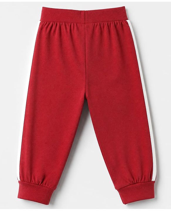 Babyhug Cotton Jersey Knit Full Length Jogger Fit Lounge Pant With Vehicle Print Pack of 2 in Red Navy Blue
