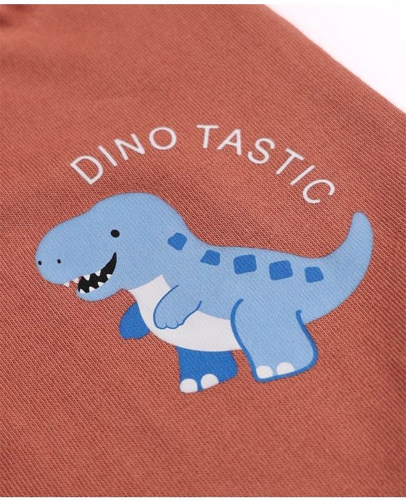 Babyhug Cotton Jersey Knit Full Length Jogger Fit Lounge Pant With Dinosaur Print Pack of 2 in Navy Blue Red