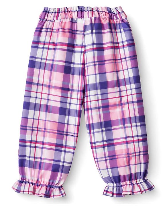 Babyhug 100% Cotton Woven Full Sleeves Checked Co-Ords Top & Pant Set - Purple