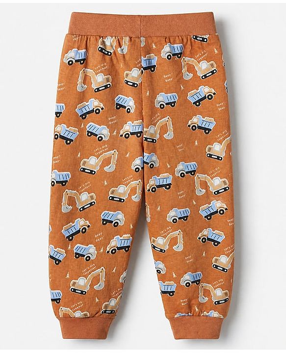 Babyhug Cotton Knit Full Length Lounge Pant With Vehicle Print Pack of 2 - Grey