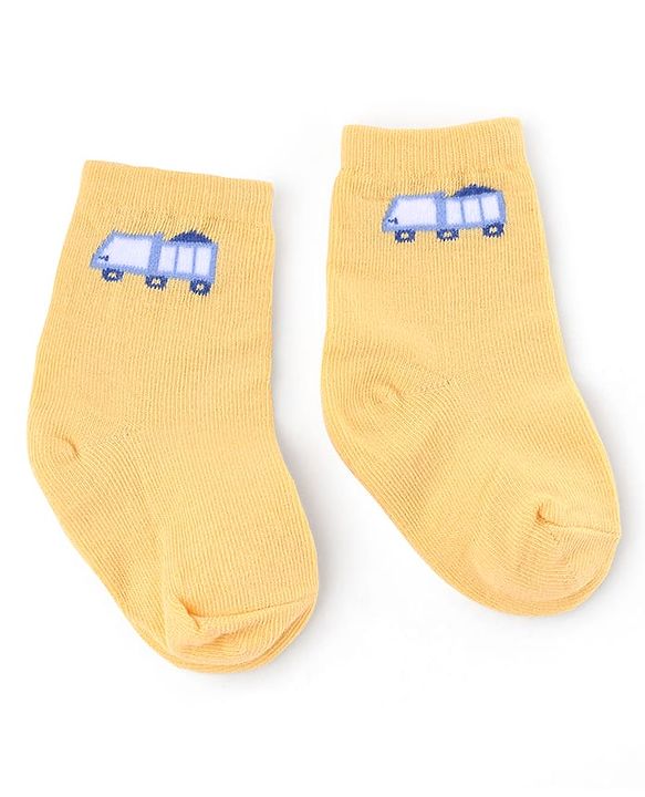 Cute Walk by Babyhug Knit Anti-Bacterial Ankle Length Striped Socks With Vehicle & Rocket Design Pack of 5 - Grey, Red &  Blue