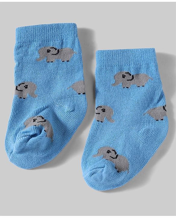 Cute Walk By Babyhug Knit Anti-Bacterial Ankle Length Socks With Animal Design Pack Of 5 - White, Maroon & Green