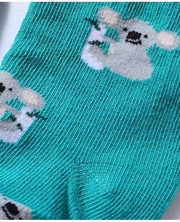 Cute Walk By Babyhug Knit Anti-Bacterial Ankle Length Socks With Animal Design Pack Of 5 - White, Maroon & Green