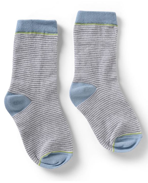 Cute Walk by Babyhug Knit Anti-Bacterial Ankle Length Striped Socks With Star & Rocket Design Pack of 5 - Grey & Sky Blue