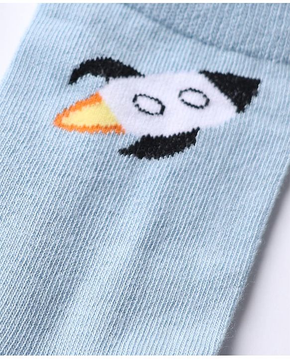 Cute Walk by Babyhug Knit Anti-Bacterial Ankle Length Striped Socks With Star & Rocket Design Pack of 5 - Grey & Sky Blue