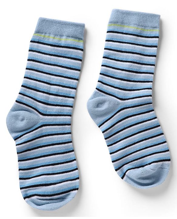 Cute Walk by Babyhug Knit Anti-Bacterial Ankle Length Striped Socks With Star & Rocket Design Pack of 5 - Grey & Sky Blue