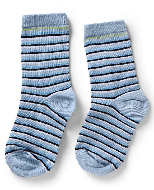 Cute Walk by Babyhug Knit Anti-Bacterial Ankle Length Striped Socks With Star & Rocket Design Pack of 5 - Grey & Sky Blue