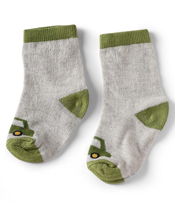 Cute Walk by Babyhug Knit Anti-Bacterial Ankle Length Striped Socks With Vehicle Design Pack of 5 - Grey, Red & Sky Blue