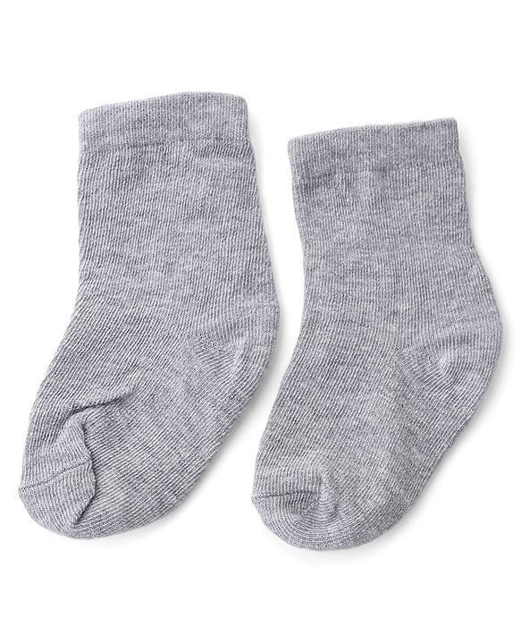Cute Walk by Babyhug Knit Anti-Bacterial Ankle Length Striped Socks With Heart Design Pack of 5 - Grey & Black