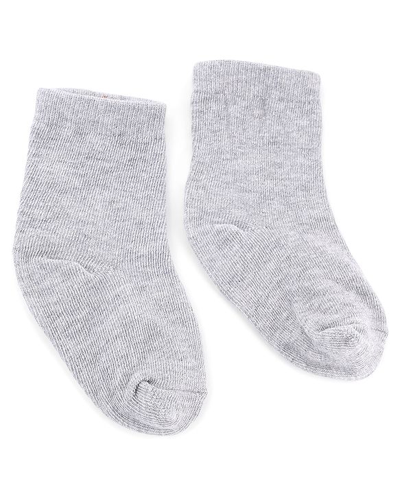 Cute Walk by Babyhug Knit Anti-Bacterial Ankle Length Striped Socks With Heart Design Pack of 5 - Grey & Black