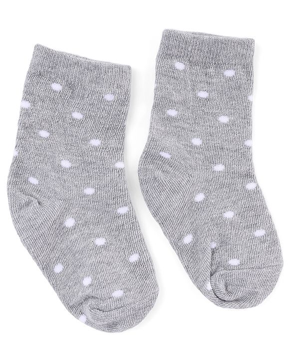 Cute Walk by Babyhug Knit Anti-Bacterial Ankle Length Striped Socks With Polka Dot Design Pack of 5 - Grey, White & Pink