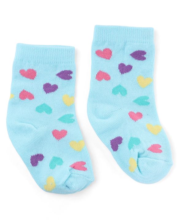 Cute Walk by Babyhug Knit Anti-Bacterial Ankle Length  Socks With Unicorn, Hearts & Rainbow Design Pack of 5 - Purple, Light Blue & Pink