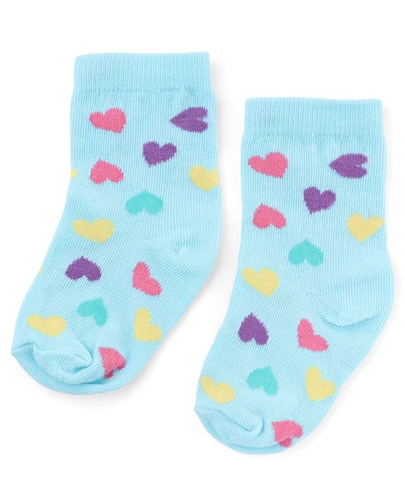 Cute Walk by Babyhug Knit Anti-Bacterial Ankle Length  Socks With Unicorn, Hearts & Rainbow Design Pack of 5 - Purple, Light Blue & Pink