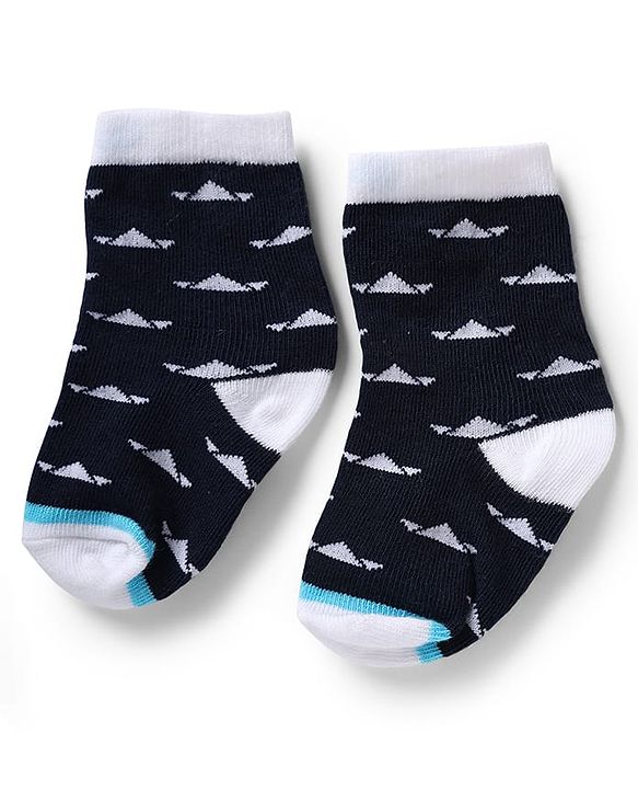 Cute Walk by Babyhug Knit Anti-Bacterial Ankle Length Striped Socks With Design Pack of 5 - Black, White & Grey
