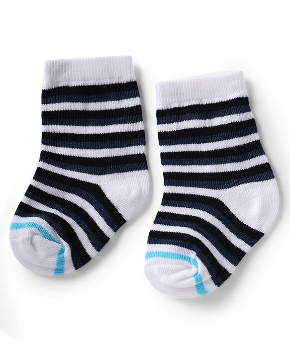 Cute Walk by Babyhug Knit Anti-Bacterial Ankle Length Striped Socks With Design Pack of 5 - Black, White & Grey
