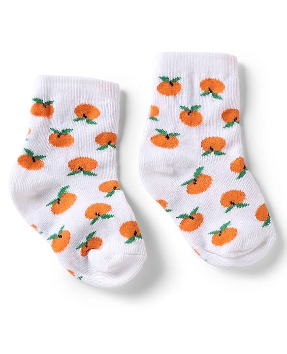 Cute Walk by Babyhug Knit Anti-Bacterial Ankle Length Socks With Fruit Design Pack of 5 - Pink, White & Lilac