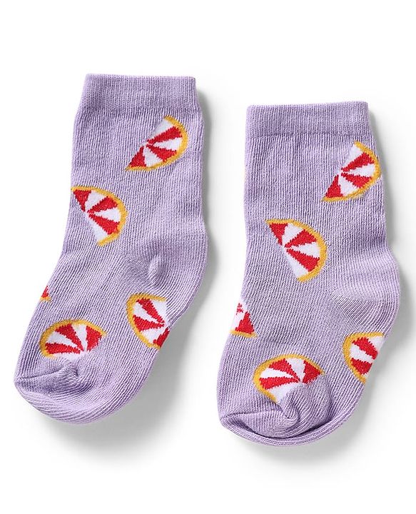 Cute Walk by Babyhug Knit Anti-Bacterial Ankle Length Socks With Fruit Design Pack of 5 - Pink, White & Lilac