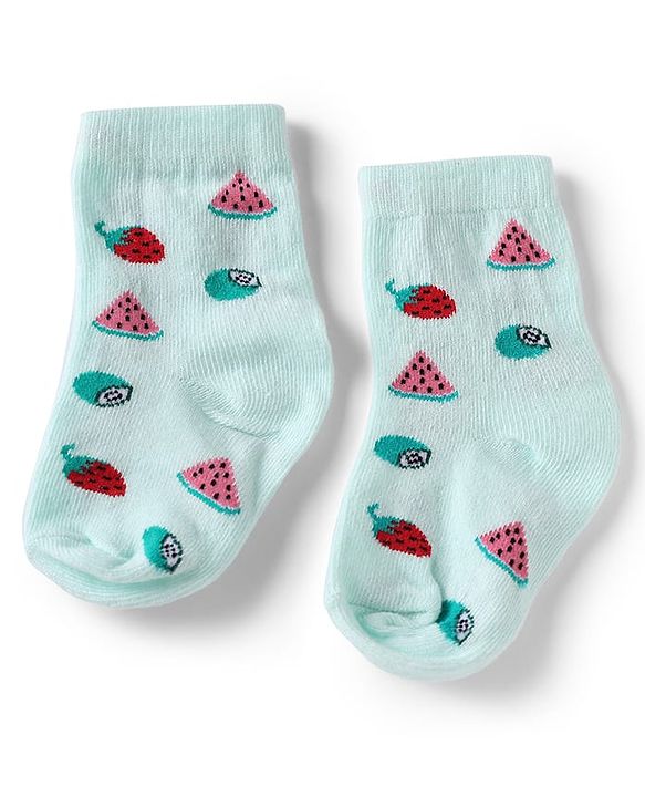 Cute Walk by Babyhug Knit Anti-Bacterial Ankle Length Socks With Fruit Design Pack of 5 - Pink, White & Lilac