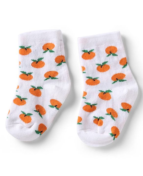Cute Walk by Babyhug Knit Anti-Bacterial Ankle Length Socks With Fruit Design Pack of 5 - Pink, White & Lilac