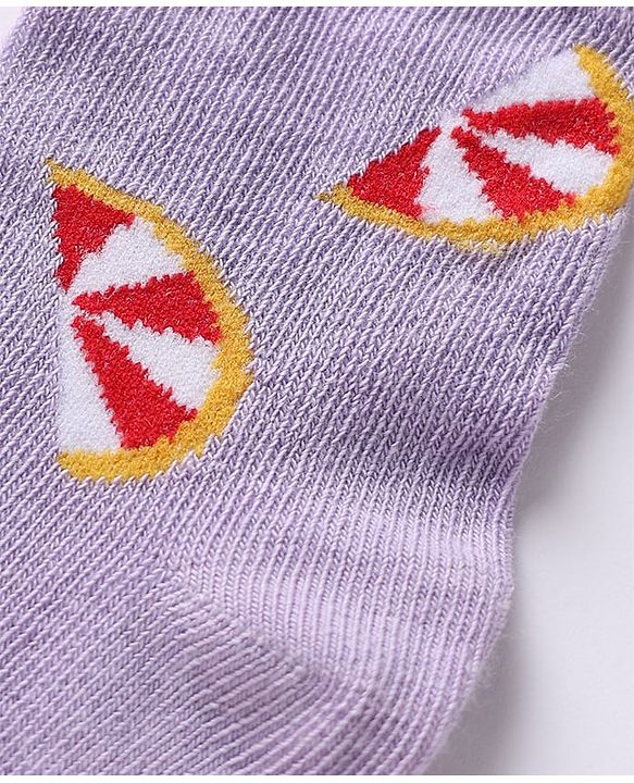 Cute Walk by Babyhug Knit Anti-Bacterial Ankle Length Socks With Fruit Design Pack of 5 - Pink, White & Lilac