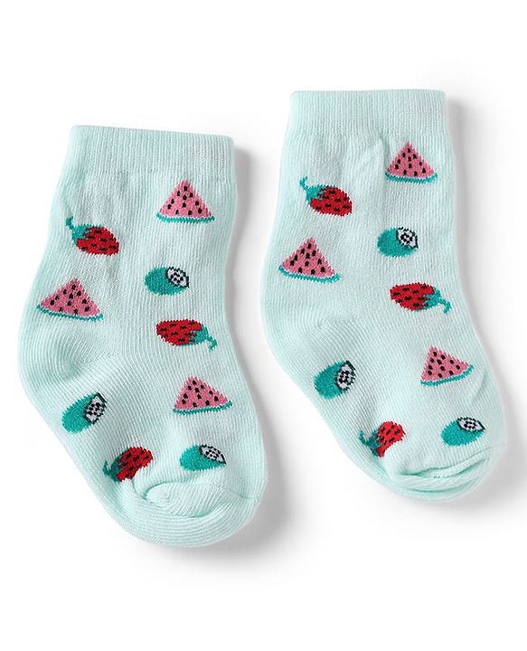 Cute Walk by Babyhug Knit Anti-Bacterial Ankle Length Socks With Fruit Design Pack of 5 - Pink, White & Lilac