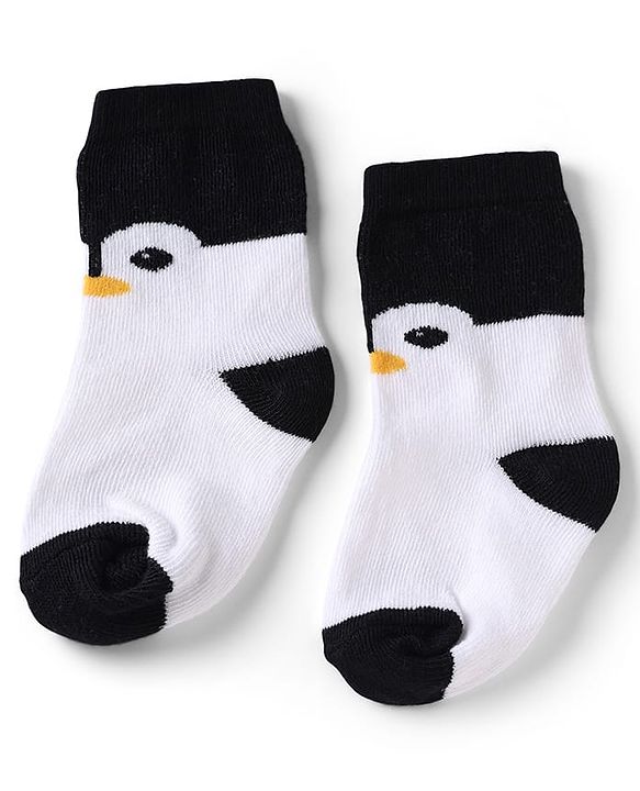 Cute Walk by Babyhug Knit Anti-Bacterial Ankle Length Striped Socks With Teddy Bear & Penguin Design Pack of 5 - Yellow, Red & Black