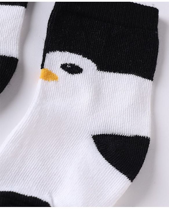 Cute Walk by Babyhug Knit Anti-Bacterial Ankle Length Striped Socks With Teddy Bear & Penguin Design Pack of 5 - Yellow, Red & Black