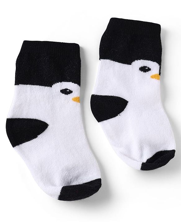 Cute Walk by Babyhug Knit Anti-Bacterial Ankle Length Striped Socks With Teddy Bear & Penguin Design Pack of 5 - Yellow, Red & Black