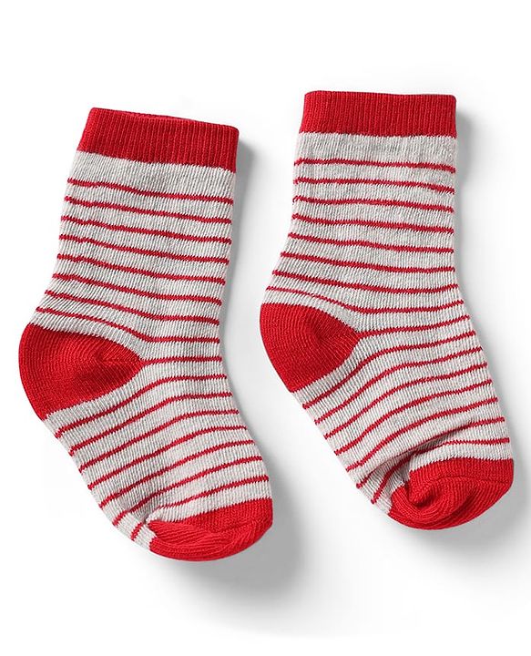 Cute Walk by Babyhug Knit Anti-Bacterial Ankle Length Striped Socks With Teddy Bear & Penguin Design Pack of 5 - Yellow, Red & Black