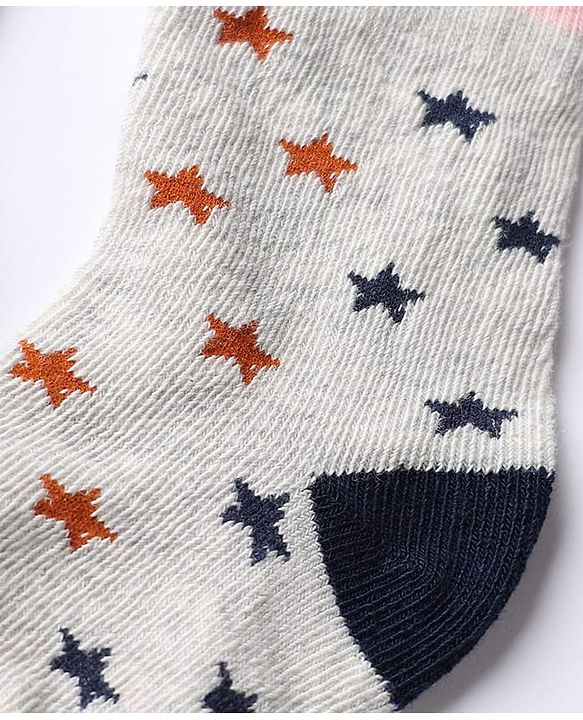 Cute Walk by Babyhug Knit Anti-Bacterial Ankle Length Striped Socks With Star Design Pack of 5 - Pink, Black & Grey