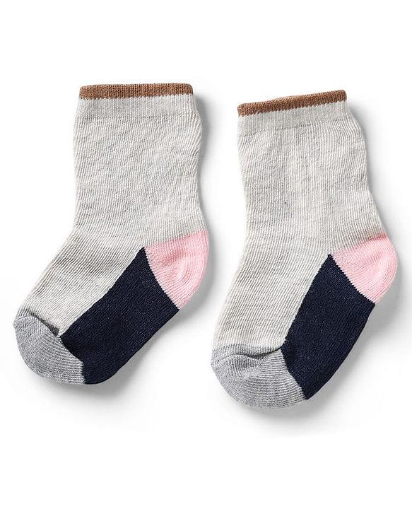 Cute Walk by Babyhug Knit Anti-Bacterial Ankle Length Striped Socks With Star Design Pack of 5 - Pink, Black & Grey