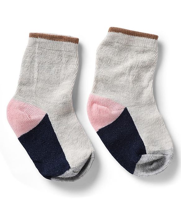 Cute Walk by Babyhug Knit Anti-Bacterial Ankle Length Striped Socks With Star Design Pack of 5 - Pink, Black & Grey