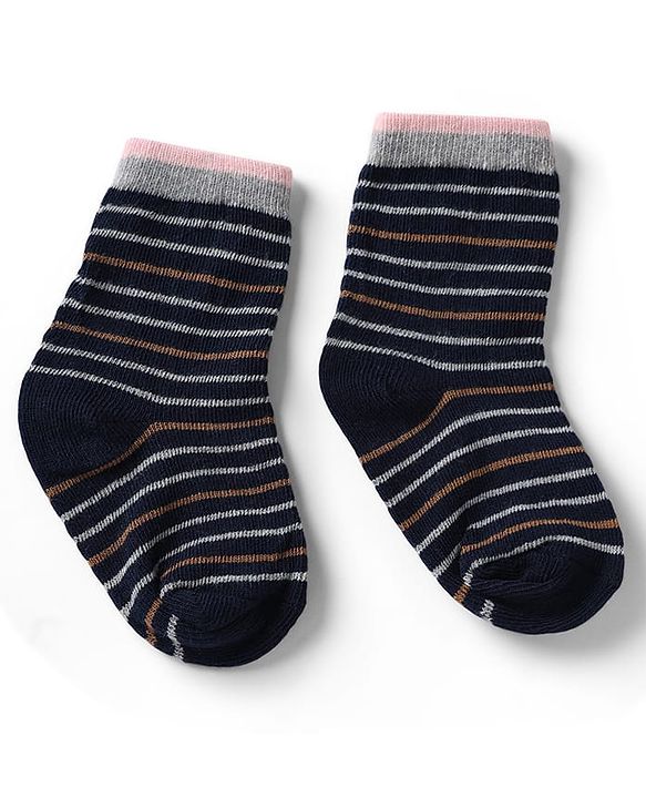 Cute Walk by Babyhug Knit Anti-Bacterial Ankle Length Striped Socks With Star Design Pack of 5 - Pink, Black & Grey