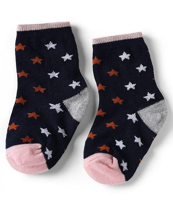 Cute Walk by Babyhug Knit Anti-Bacterial Ankle Length Striped Socks With Star Design Pack of 5 - Pink, Black & Grey