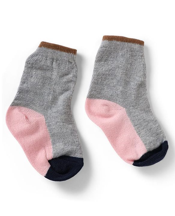 Cute Walk by Babyhug Knit Anti-Bacterial Ankle Length Striped Socks With Star Design Pack of 5 - Pink, Black & Grey