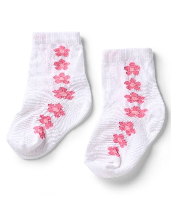 Cute Walk by Babyhug Knit Anti-Bacterial Ankle Length Striped Socks With Strawberry & Floral Design Pack of 5 - Pink & White