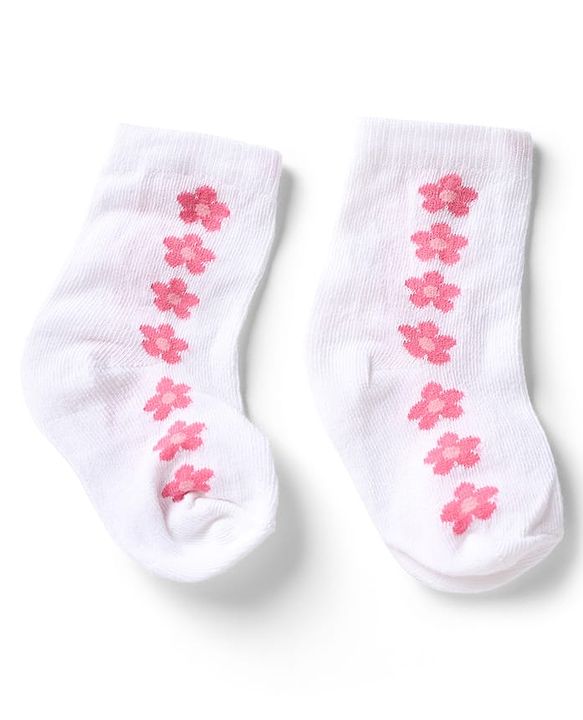 Cute Walk by Babyhug Knit Anti-Bacterial Ankle Length Striped Socks With Strawberry & Floral Design Pack of 5 - Pink & White