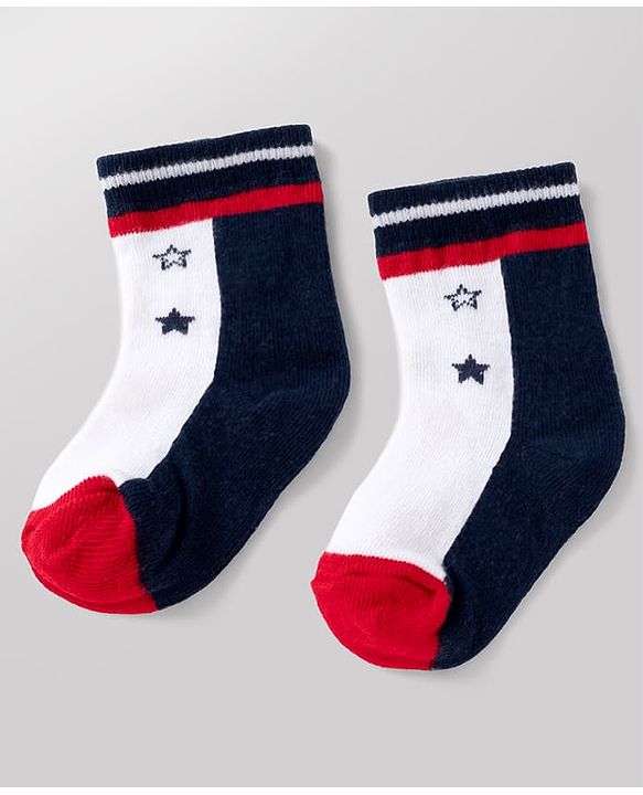 Cute Walk By Babyhug Poly Blends Knit Anti Bacterial Ankle Length Striped Socks With Paw Design Pack of 5 - Red, Dark Pink & White