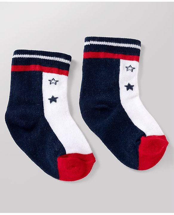 Cute Walk By Babyhug Poly Blends Knit Anti Bacterial Ankle Length Striped Socks With Paw Design Pack of 5 - Red, Dark Pink & White