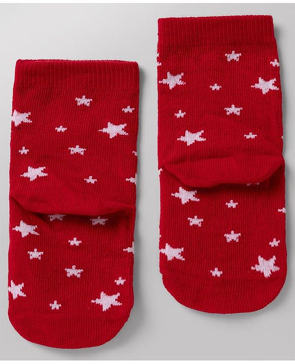 Cute Walk By Babyhug Anti-Bacterial Ankle Length Striped Socks with Space & Text Design Pack of 5  - Red White Black Yellow