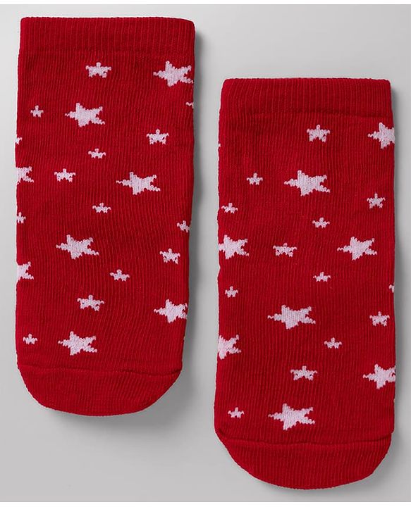 Cute Walk By Babyhug Anti-Bacterial Ankle Length Striped Socks with Space & Text Design Pack of 5  - Red White Black Yellow