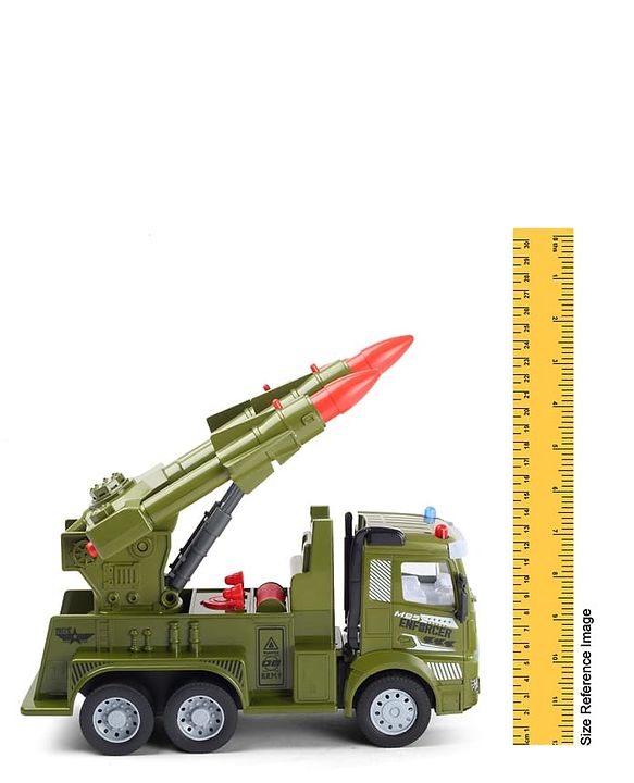 Babyhug Friction Powered Military Truck for Kids - Green| Friction Powered Movement| Rotating Launcher| Battery-Free Movement| Pretend Play Toy for 3 Years+| BIS Certified | Gifting Option