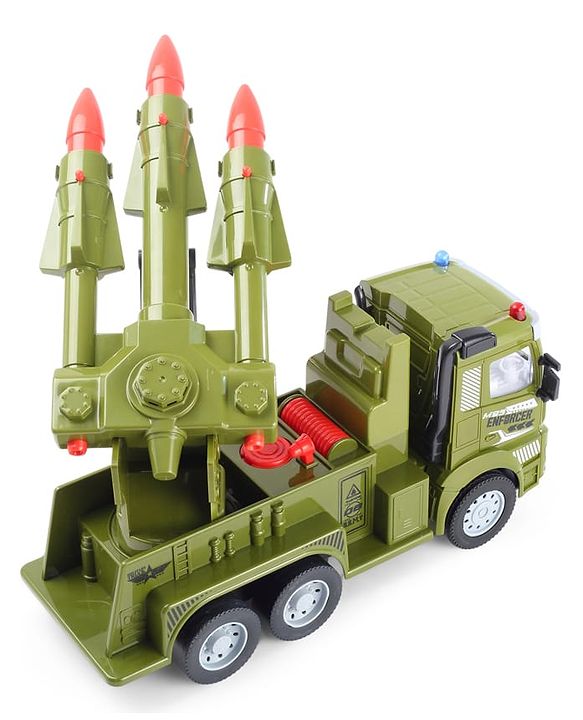 Babyhug Friction Powered Military Truck for Kids - Green| Friction Powered Movement| Rotating Launcher| Battery-Free Movement| Pretend Play Toy for 3 Years+| BIS Certified | Gifting Option