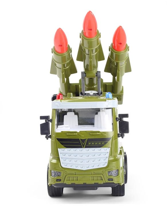 Babyhug Friction Powered Military Truck for Kids - Green| Friction Powered Movement| Rotating Launcher| Battery-Free Movement| Pretend Play Toy for 3 Years+| BIS Certified | Gifting Option