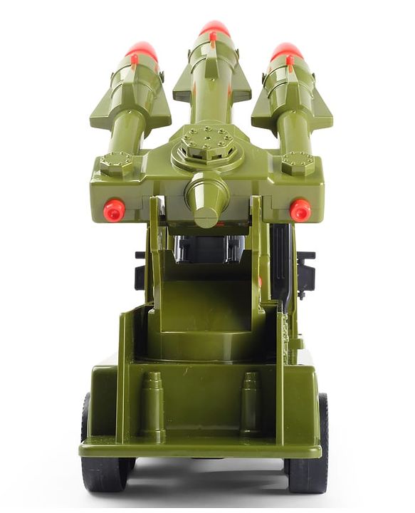 Babyhug Friction Powered Military Truck for Kids - Green| Friction Powered Movement| Rotating Launcher| Battery-Free Movement| Pretend Play Toy for 3 Years+| BIS Certified | Gifting Option