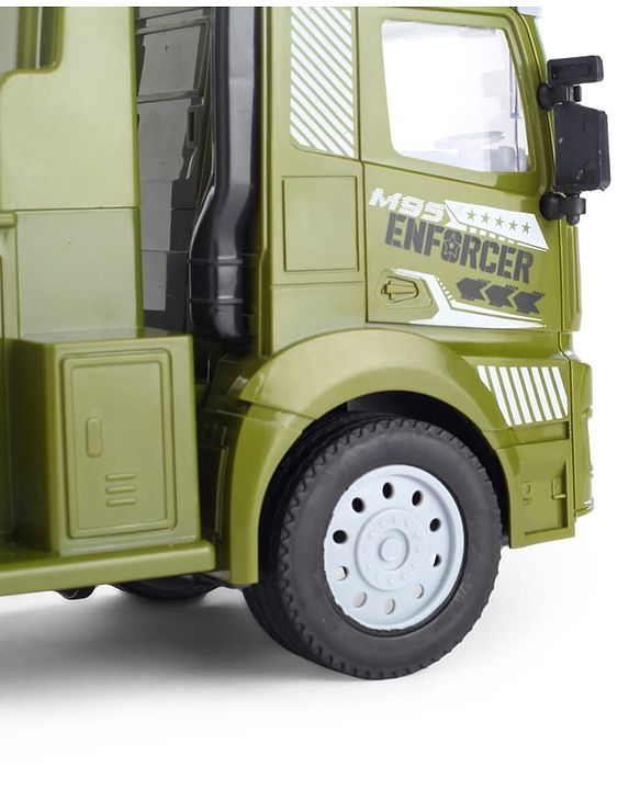 Babyhug Friction Powered Military Truck for Kids - Green| Friction Powered Movement| Rotating Launcher| Battery-Free Movement| Pretend Play Toy for 3 Years+| BIS Certified | Gifting Option