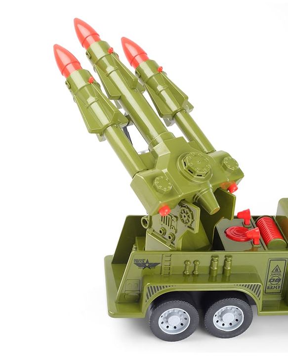 Babyhug Friction Powered Military Truck for Kids - Green| Friction Powered Movement| Rotating Launcher| Battery-Free Movement| Pretend Play Toy for 3 Years+| BIS Certified | Gifting Option