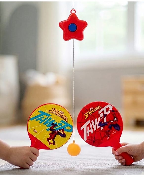 Babyhug Marvel Spider Man Hanging Table Tennis Trainer| Fun Table Tennis Play| Hanging Door Trainer| Hand-Eye Coordination| Motor Skills| Active Play| 4 Years+| BIS Certified