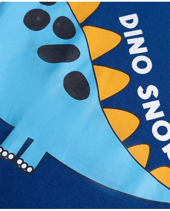 Babyhug 100% Cotton Knit Full Sleeves T-Shirt & Pyjama Night Suit with Dinosaur Print - Navy Blue